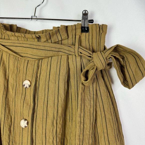 H&M Brown Stripe Button Front Paperbag Skirt 8 - Picture 4 of 6